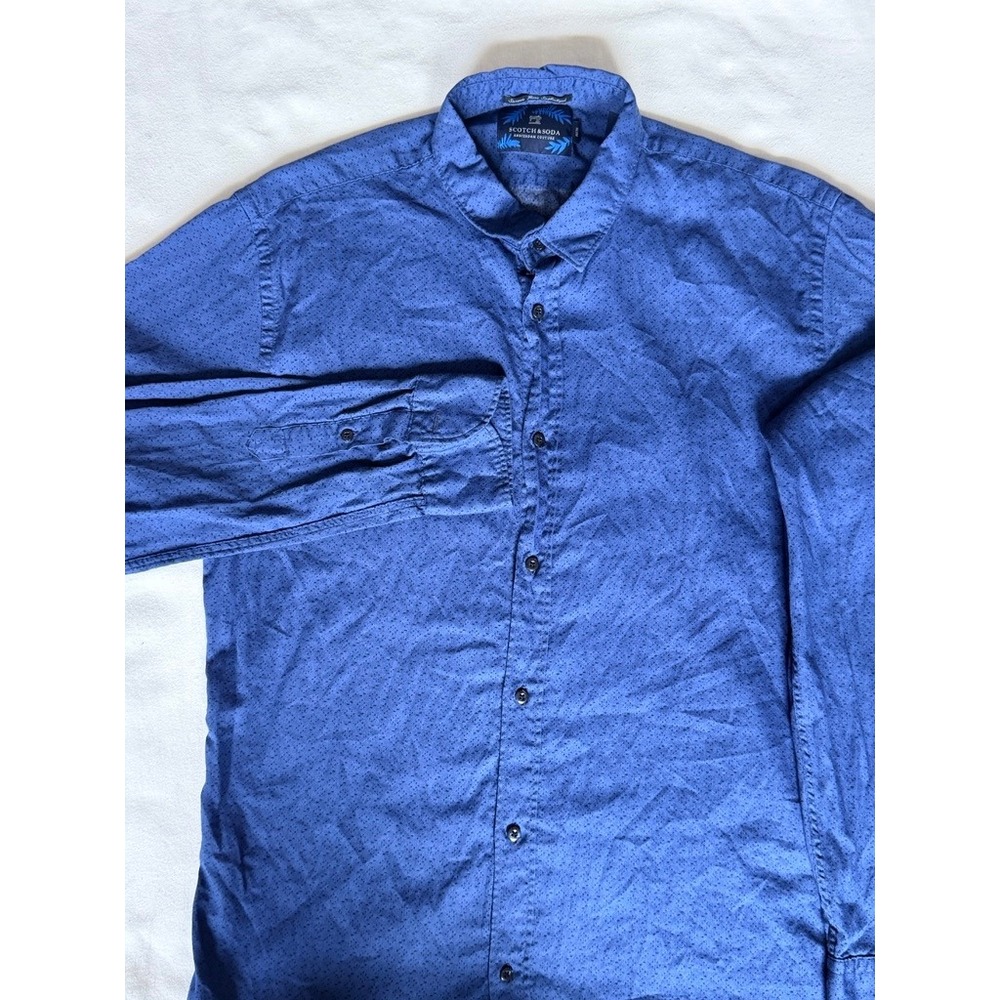 Scotch & Soda Amsterdam Couture Mens Blue Slim Fit Cotton Button Down Shirt L
